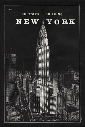 Framed Blueprint Map New York Chrysler Building Black Print