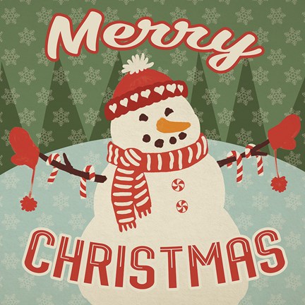 Framed Retro Christmas VII Merry Christmas Print
