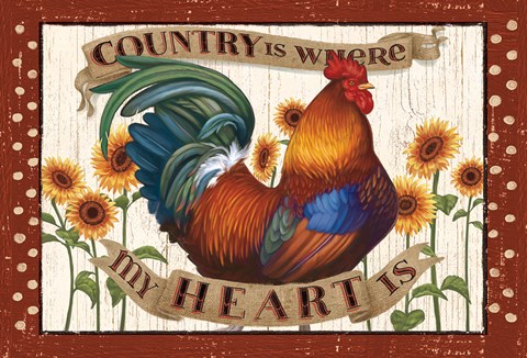 Framed Country Heart I Dots Print