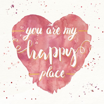 Framed Happy Hearts II Pink Print