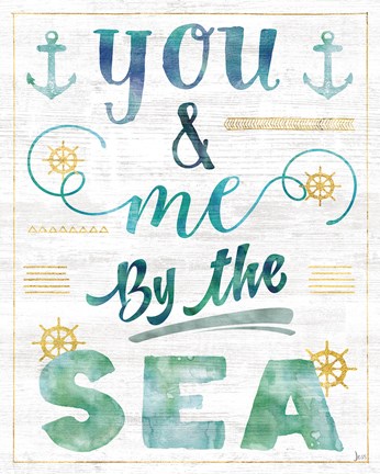 Framed Coastal Words II on Wood Print