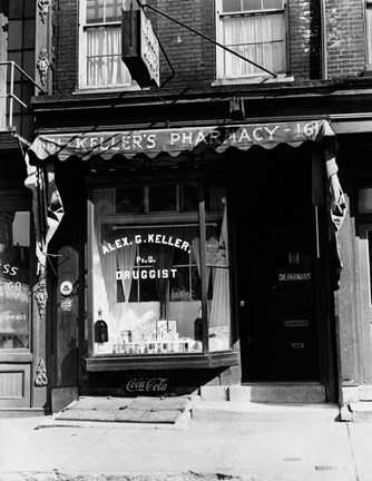 Framed 1930s Pharmacy Storefront Print