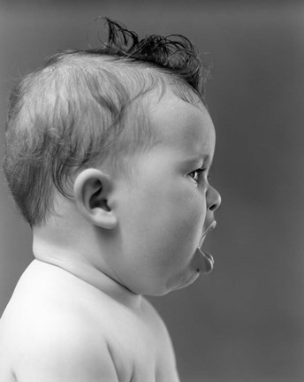 Framed 1940s 1950s Profile Of Baby Head With Mouth Open Print