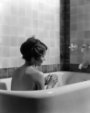 Framed 1920s 1930s Woman Sitting In Bath Tub Print