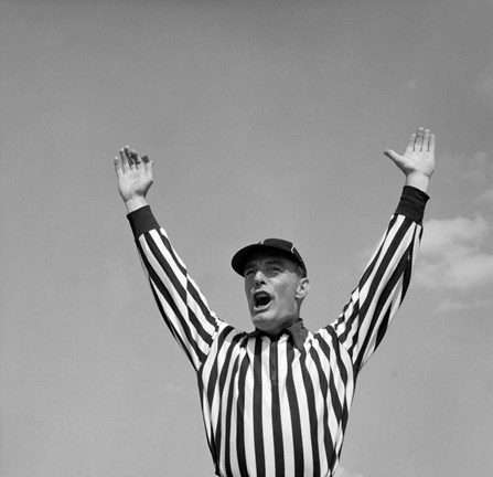 Framed 1950s Football Referee Making Touchdown Signal Print