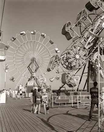 Framed 1960s Teens Looking At Amusement Rides Print