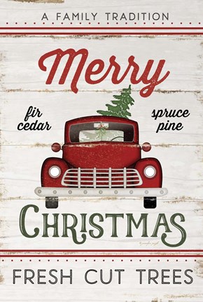 Framed Vintage Truck Merry Christmas Print