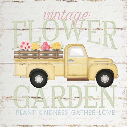 Framed Vintage Flower Garden Truck Print