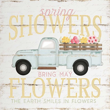 Framed Spring Showers Truck Print