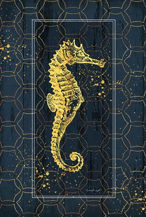 Framed Gold Seahorse Print