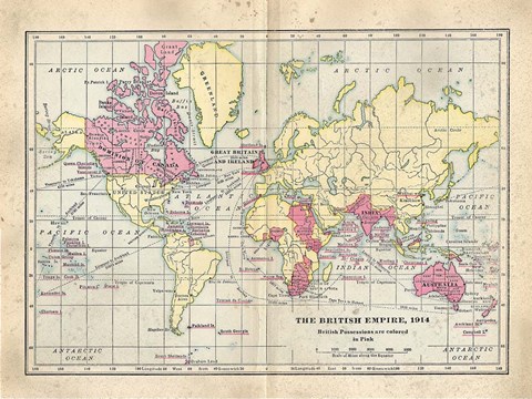 Framed Vintage British Empire Map Print
