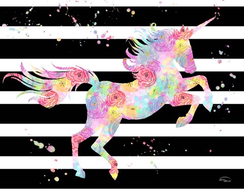 Framed Unicorn Stripes Print