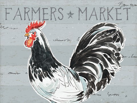 Framed Roosters Call I - No Dots Print