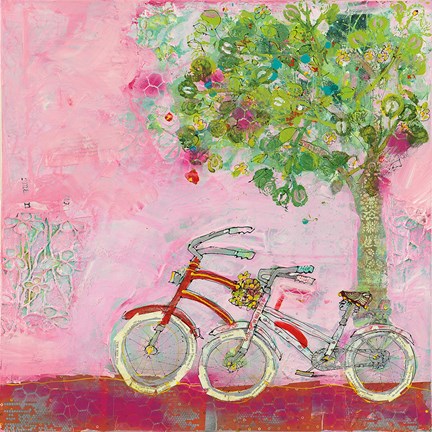 Framed Pink Bicycles Print