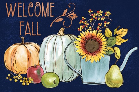 Framed October Garden XIII Blue Print