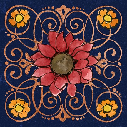 Framed October Garden VIII Blue Print