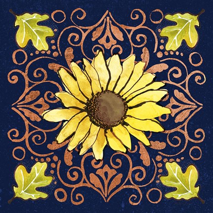 Framed October Garden V Blue Print