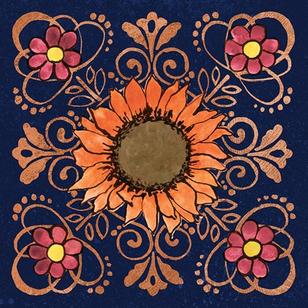 Framed October Garden VI Blue Print