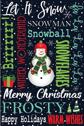 Framed Snowman Typography Print