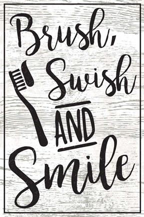 Framed Brush, Swish, Smile Print