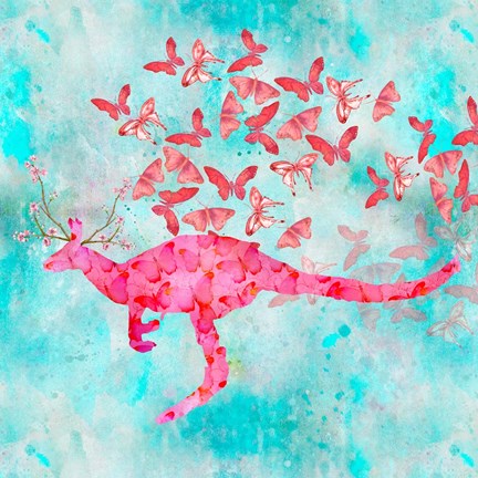 Framed Kangaroo Flower Print