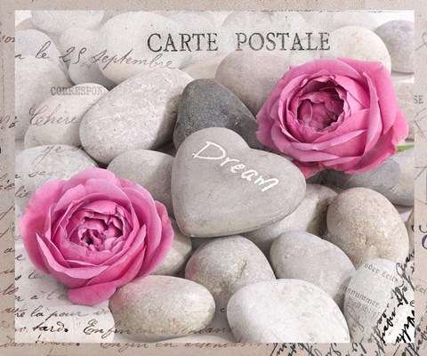 Framed Carte Postale - Two Roses Print