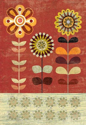 Framed Sage and Orange Floral II Print