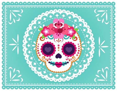 Framed Calavera Blue Print