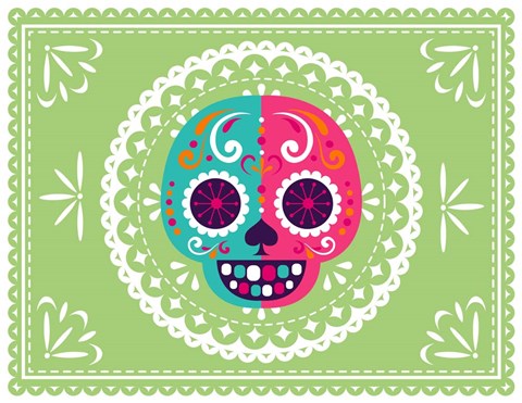 Framed Calavera Green Print