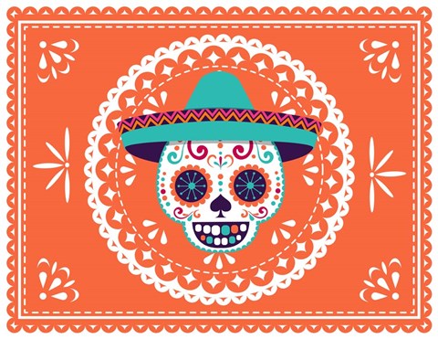 Framed Calavera Orange Print