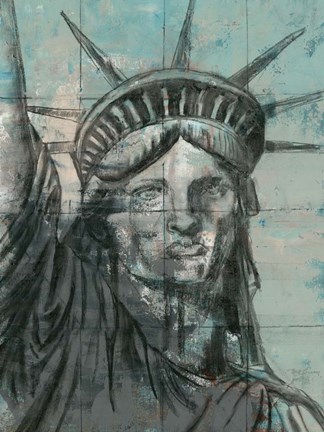 Framed Statue Of Liberty Charcoal Print