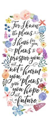 Framed Floral Bible Verse Panel I Print