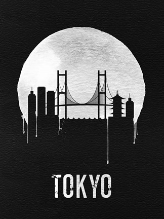 Framed Tokyo Skyline Black Print