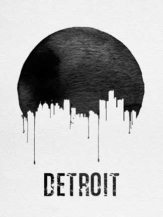 Framed Detroit Skyline White Print