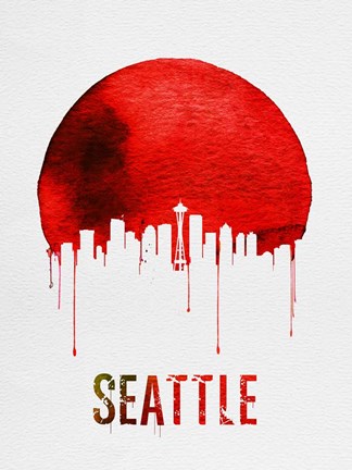 Framed Seattle Skyline Red Print