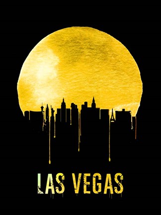 Framed Las Vegas Skyline Yellow Print