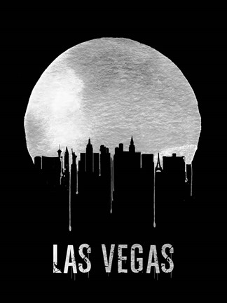 Framed Las Vegas Skyline Black Print