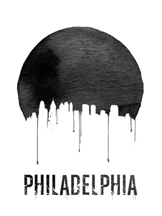 Framed Philadelphia Skyline White Print