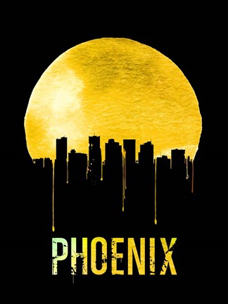 Framed Phoenix Skyline Yellow Print