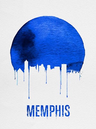 Framed Memphis Skyline Blue Print