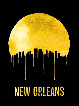 Framed New Orleans Skyline Yellow Print