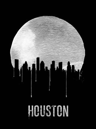 Framed Houston Skyline Black Print