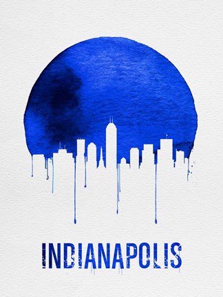 Framed Indianapolis Skyline Blue Print