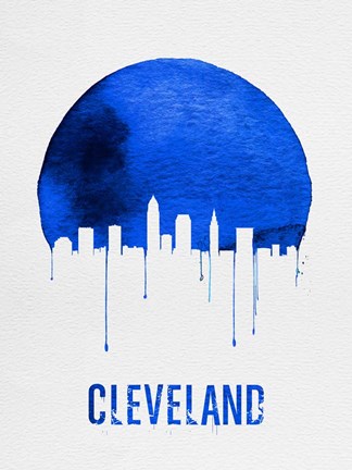 Framed Cleveland Skyline Blue Print