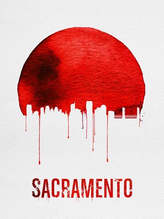 Framed Sacramento Skyline Red Print
