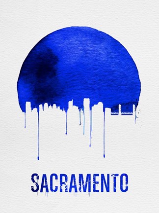 Framed Sacramento Skyline Blue Print