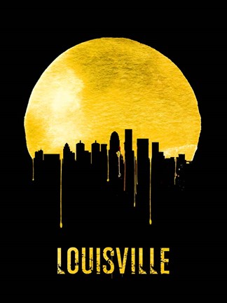 Framed Louisville Skyline Yellow Print