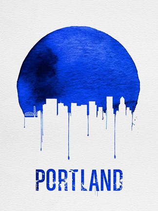 Framed Portland Skyline Blue Print