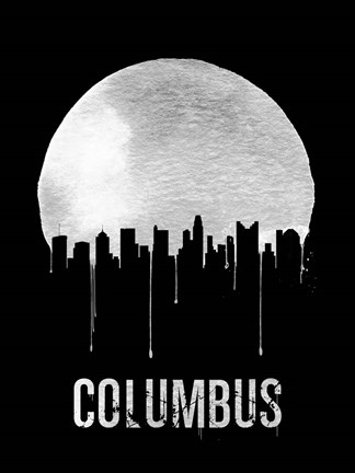 Framed Columbus Skyline Black Print