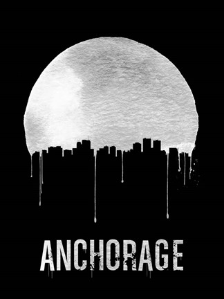 Framed Anchorage Skyline Black Print